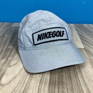 Nike Golf Hat Men's Adjustable Light Blue Leather‎ Strap Back Golf Cap Spell Out